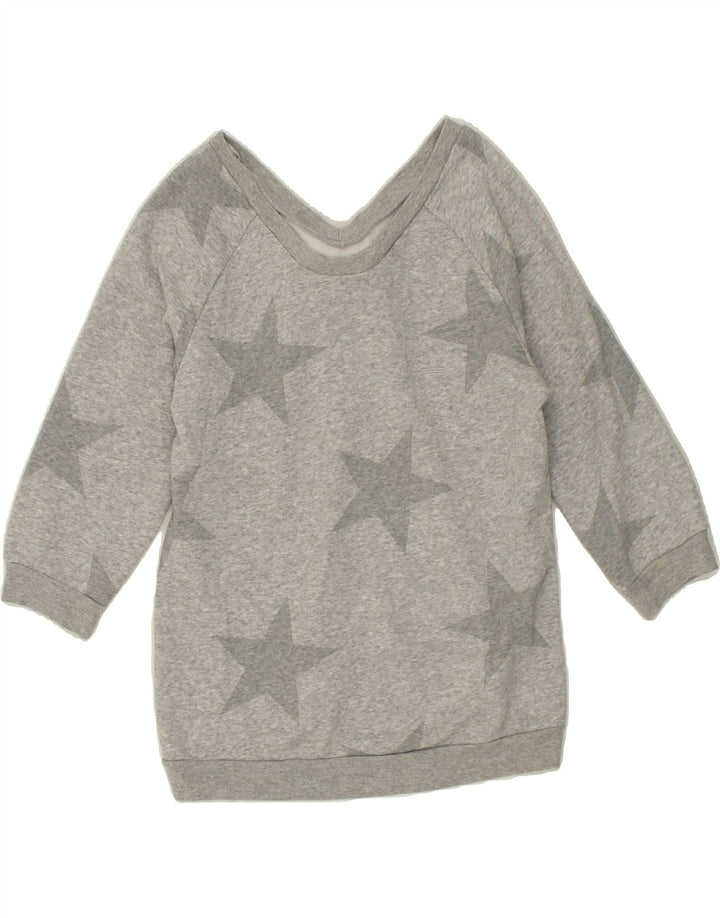 ADIDAS Womens Graphic 3/4 Sleeve Sweatshirt Jumper EU 40 Medium Grey Vintage Adidas and Second-Hand Adidas from Messina Hembry 