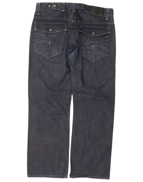 G-Star Mens 3301 Straight Jeans W36 L31 Navy Blue Cotton