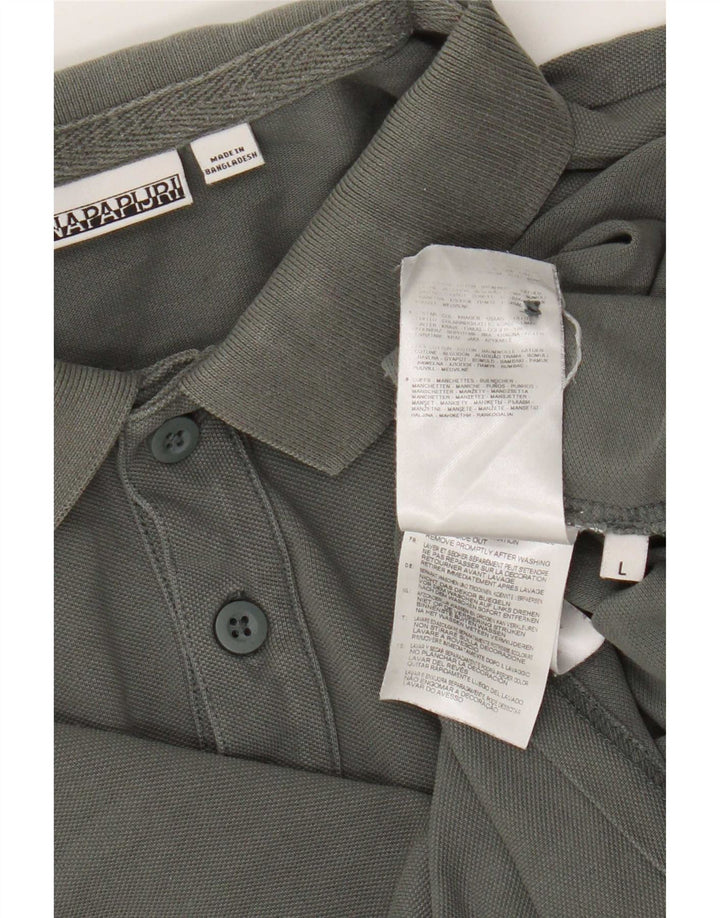 Napapijri Mens Polo Shirt Large Grey Cotton