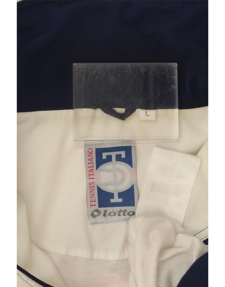 Lotto Mens Graphic Tracksuit Top Jacket Large Navy Blue Colourblock
