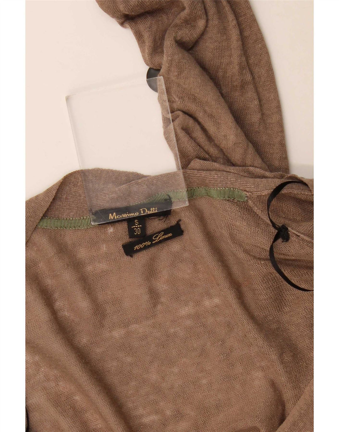 Massimo Dutti Womens Cardigan Sweater UK 10 Small Brown Linen