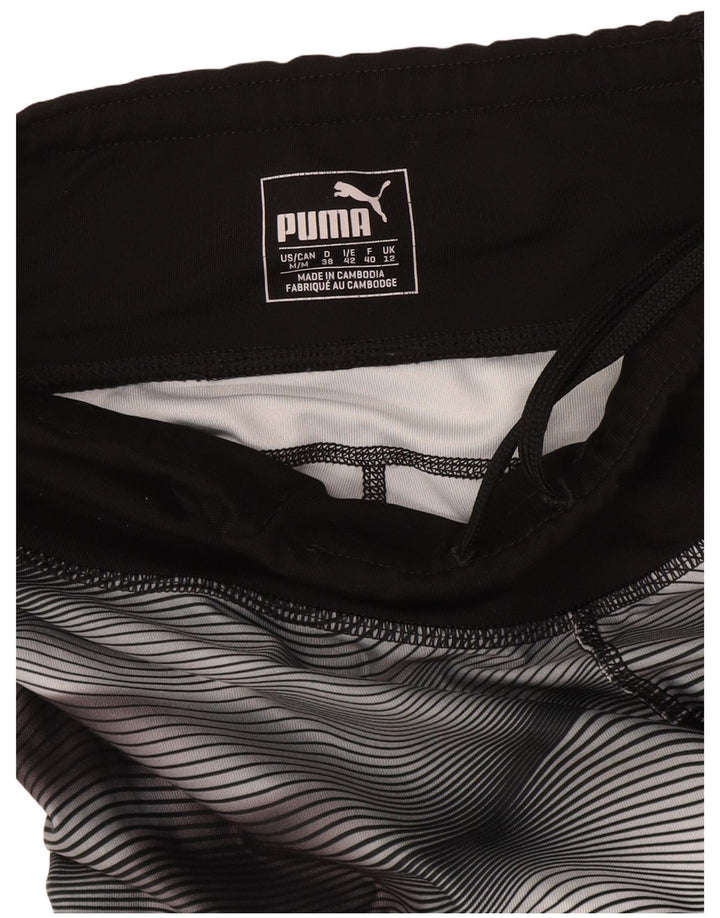 Puma Womens Leggings UK 12 Medium  Black Striped
