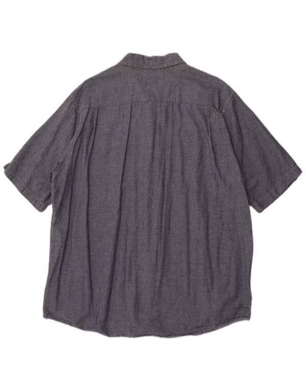 WRANGLER Mens Short Sleeve Shirt 2XL Blue Cotton