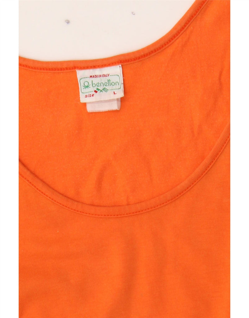 BENETTON Womens Vest Top UK 14 Large Orange Cotton Vintage Benetton and Second-Hand Benetton from Messina Hembry 
