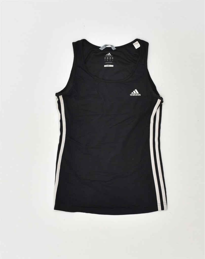 ADIDAS Womens Climalite Vest Top UK 8 Small Black Nylon | Vintage Adidas | Thrift | Second-Hand Adidas | Used Clothing | Messina Hembry 