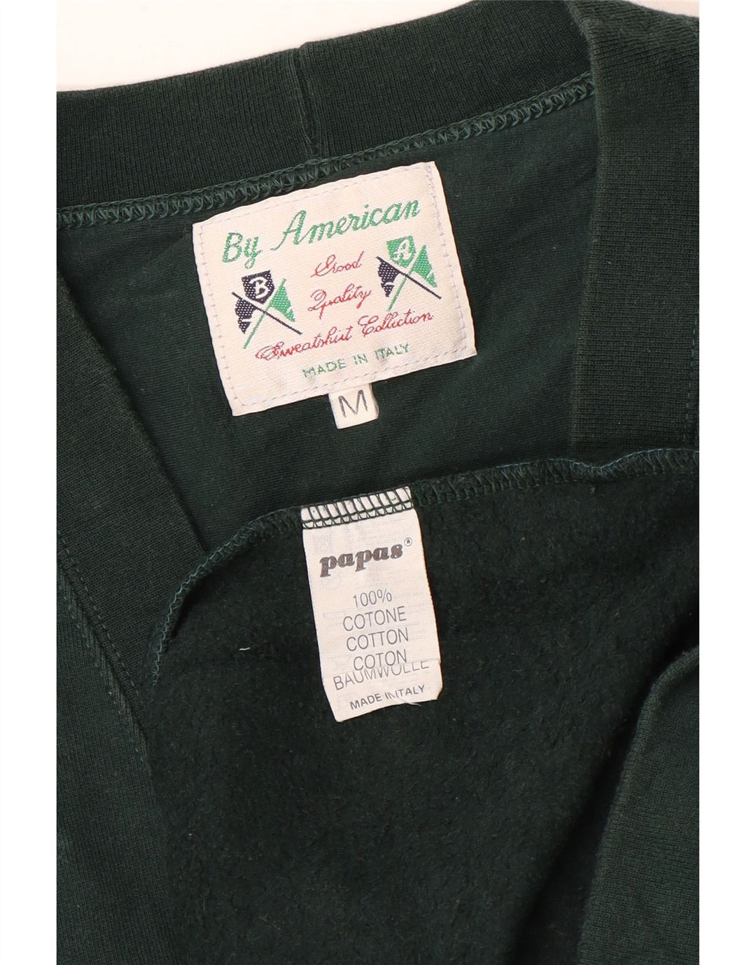 By American Mens Cardigan Sweater Medium Green Cotton