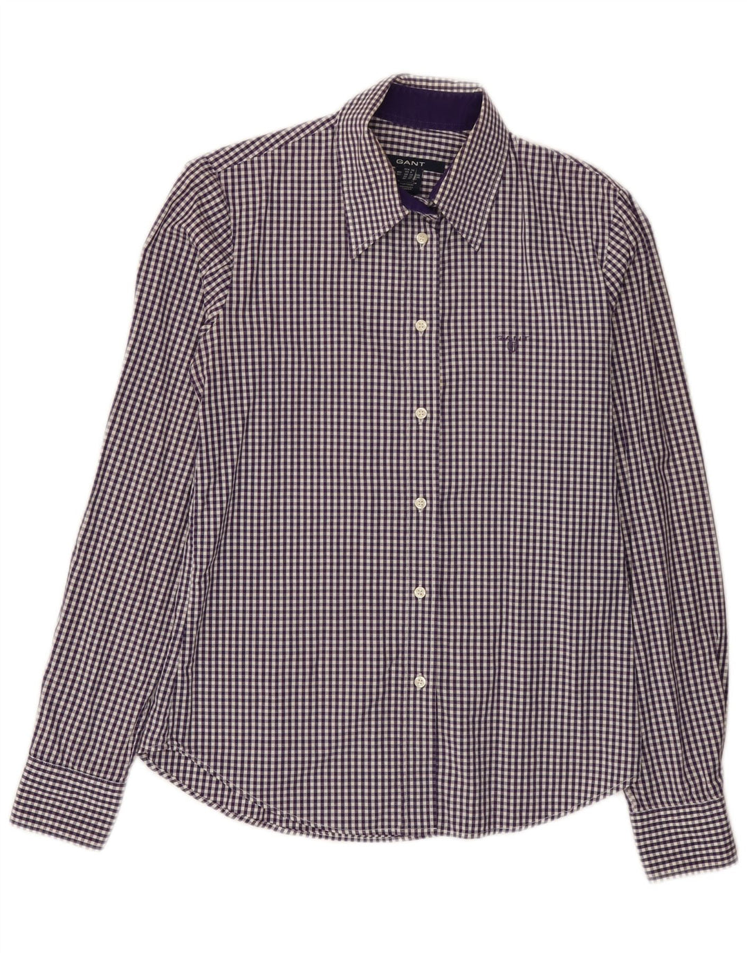 Gant Womens Shirt UK 10 Small Purple Gingham Cotton