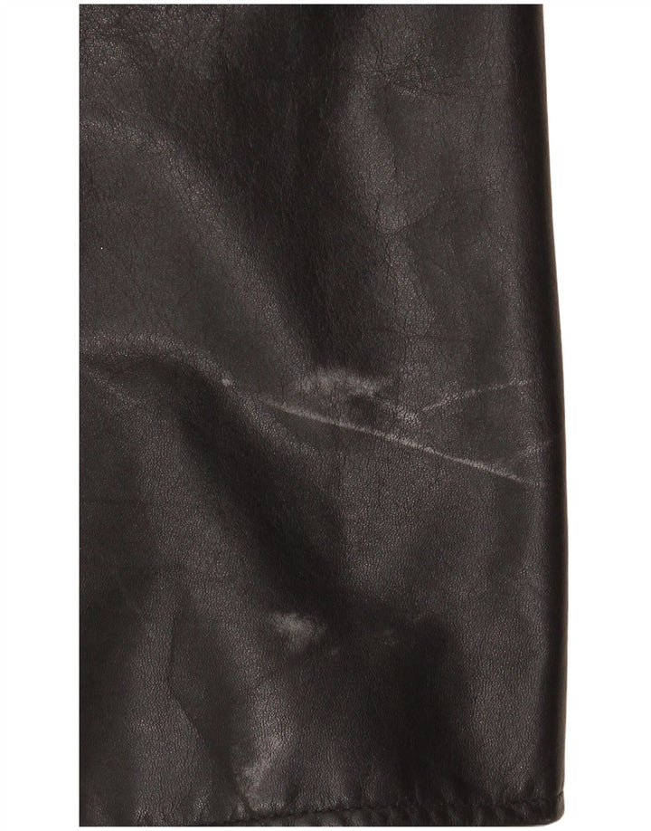 Vintage Mens Leather Coat IT 54 2XL Black Leather