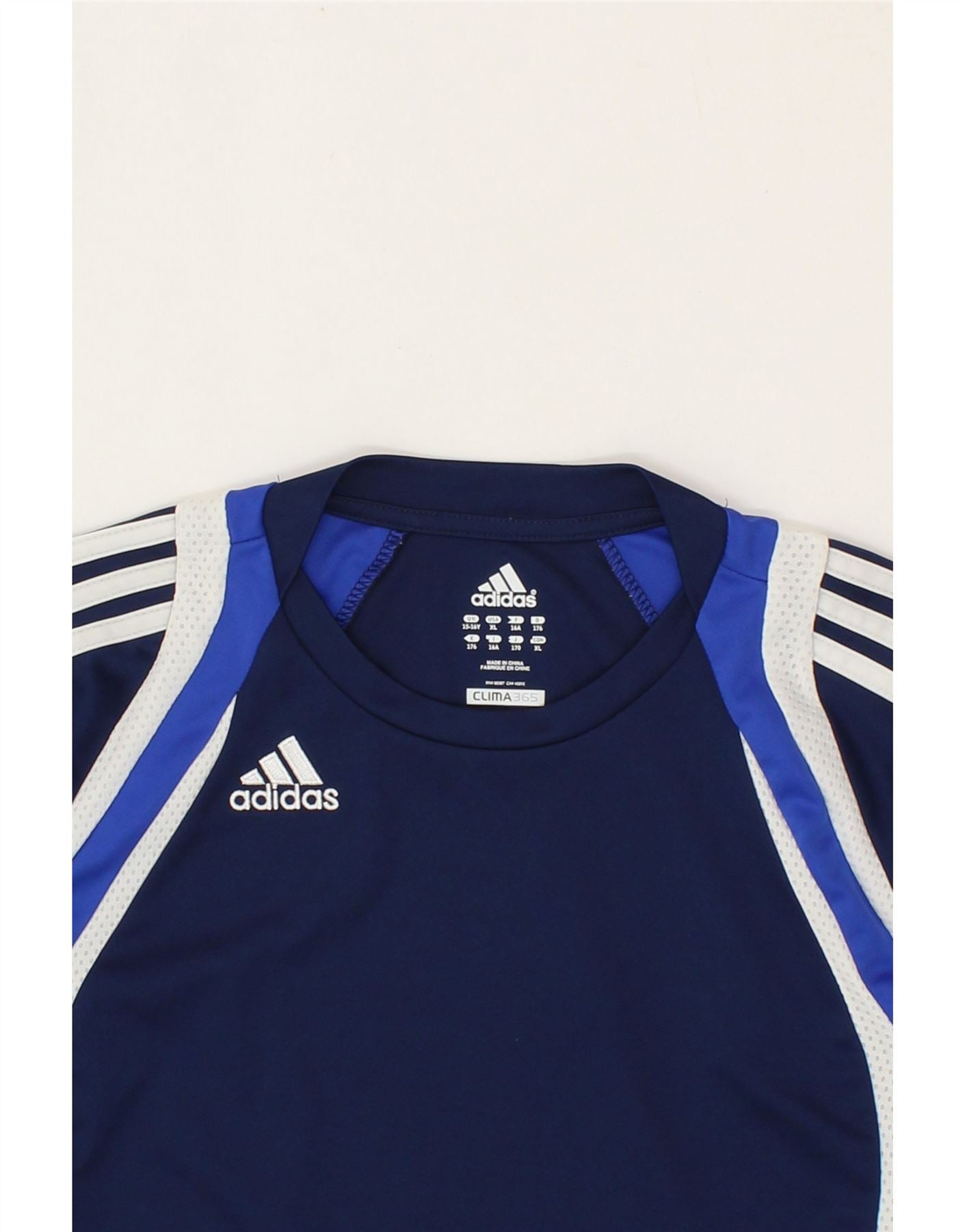 ADIDAS Boys Clima 365 T Shirt Top 15 16 Years Navy Blue Colourblock Vintage Second Hand Clothing Online Messina Hembry