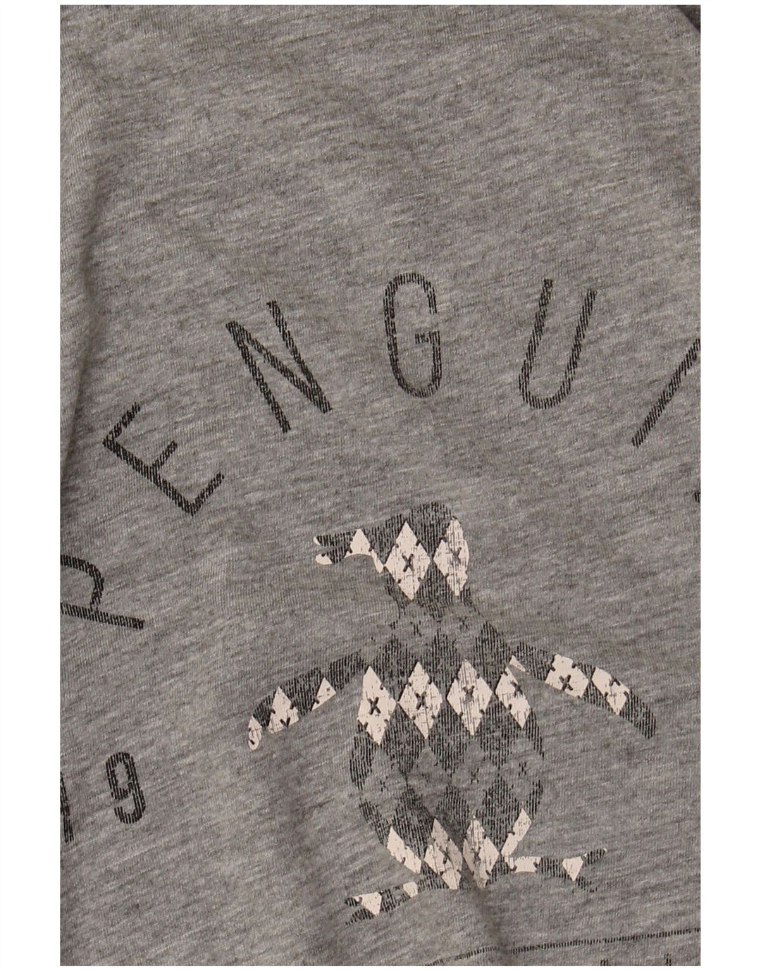 Penguin Mens Graphic T-Shirt Top Large Grey Cotton