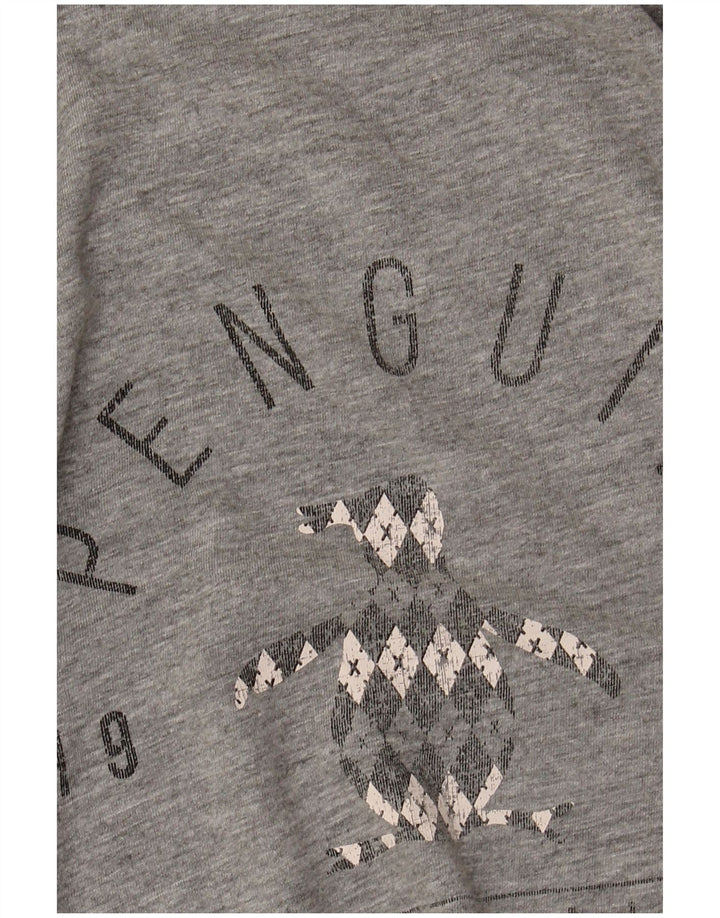 Penguin Mens Graphic T-Shirt Top Large Grey Cotton