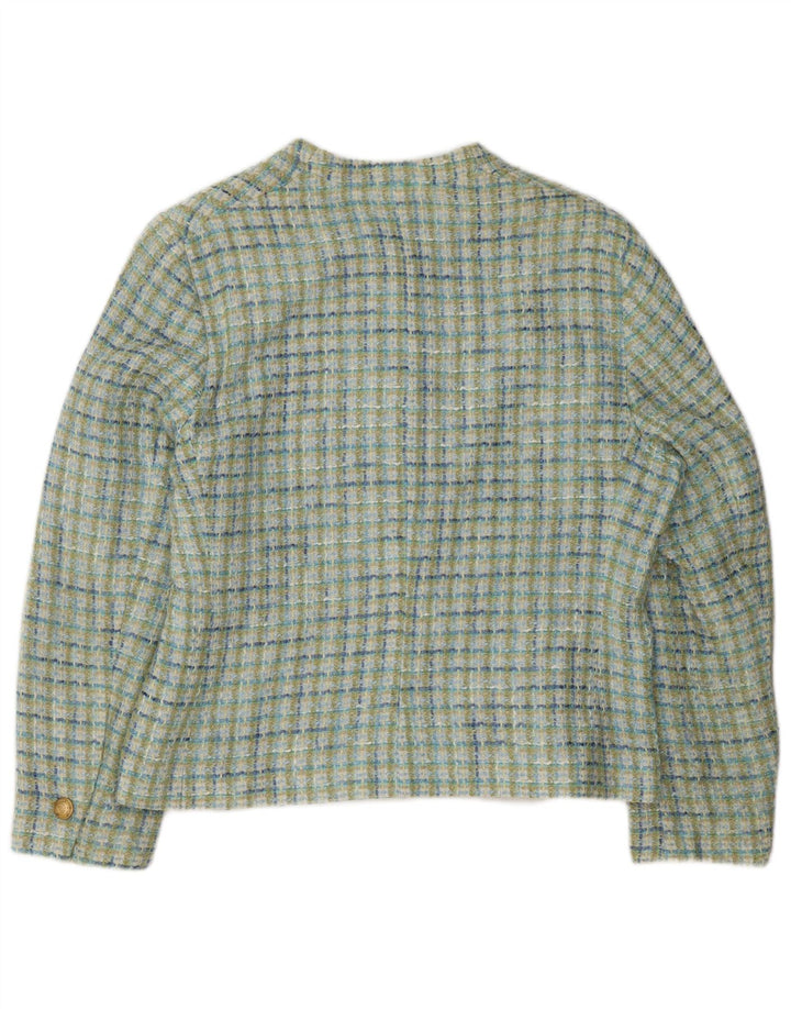 Marks & Spencer Womens 4 Button Blazer Jacket UK 18 XL Green Check Viscose