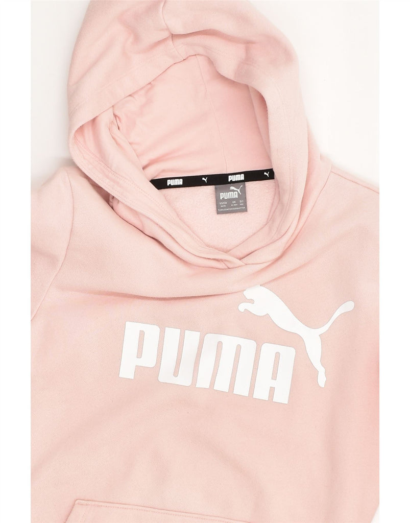 PUMA Girls Graphic Hoodie Jumper 11-12 Years Pink Cotton | Vintage Puma | Thrift | Second-Hand Puma | Used Clothing | Messina Hembry 