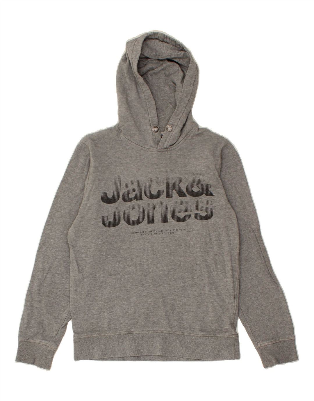 JACK & JONES Mens Graphic Hoodie Jumper Small Grey Cotton Vintage Jack & Jones and Second-Hand Jack & Jones from Messina Hembry 