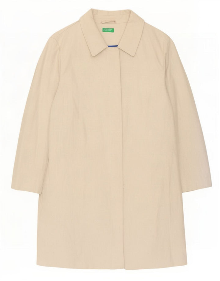 Benetton Womens Overcoat UK 12 Medium Beige Linen