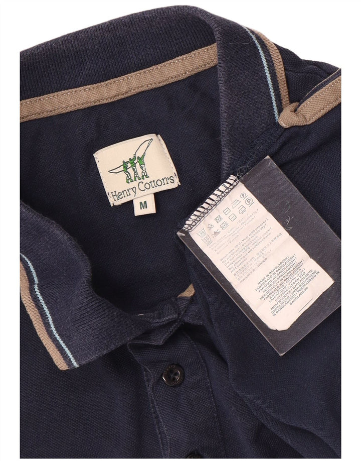 Henry Cottons Mens Polo Shirt Medium Navy Blue Cotton