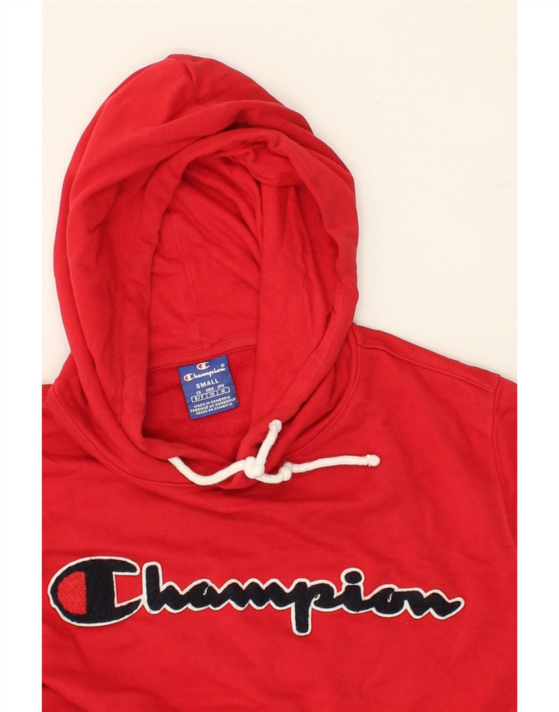 CHAMPION Mens Graphic Hoodie Jumper Small Red Cotton | Vintage Champion | Thrift | Second-Hand Champion | Used Clothing | Messina Hembry 