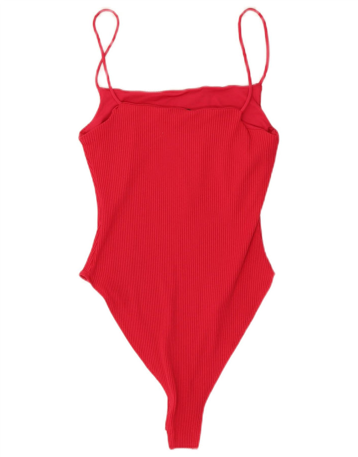Zara Womens Bodysuit UK 12 Medium Red Polyamide