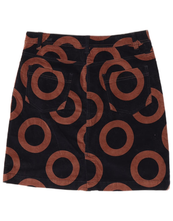 Boden Womens Velvet A-Line Skirt UK 14 Large W32 Black Geometric Cotton
