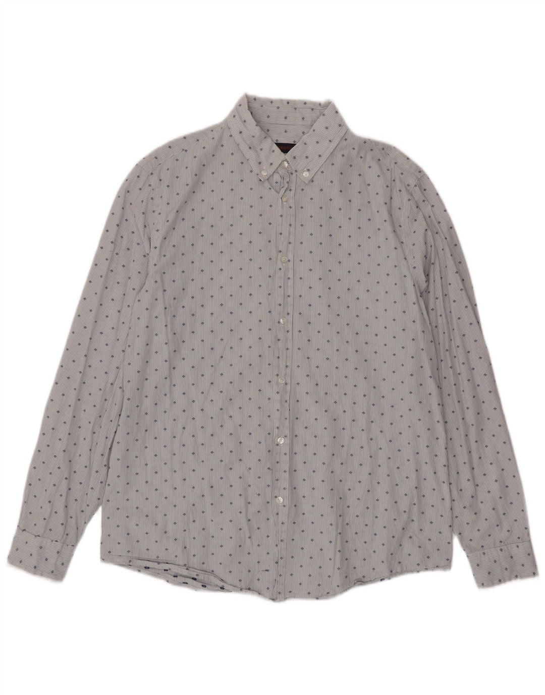 Trussardi Jeans Mens Shirt Size 43 Large Blue Spotted
