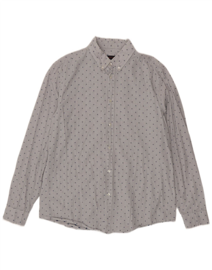 Trussardi Jeans Mens Shirt Size 43 Large Blue Spotted