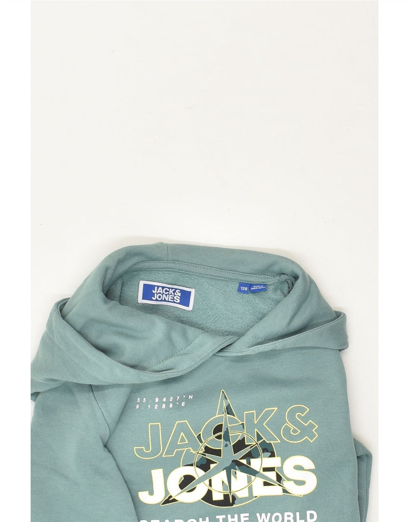 JACK & JONES Boys Graphic Hoodie Jumper 7-8 Years Blue Cotton | Vintage Jack & Jones | Thrift | Second-Hand Jack & Jones | Used Clothing | Messina Hembry 