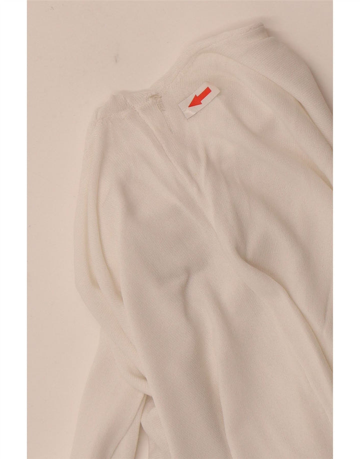 Zara Womens See Through Top Long Sleeve UK 12 Medium White Viscose