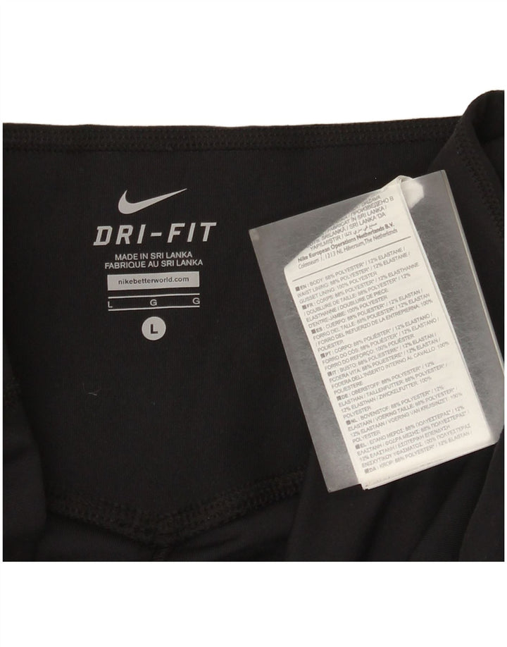 Nike Womens Dri Fit Capri Leggings UK 14 Large Black Polyester