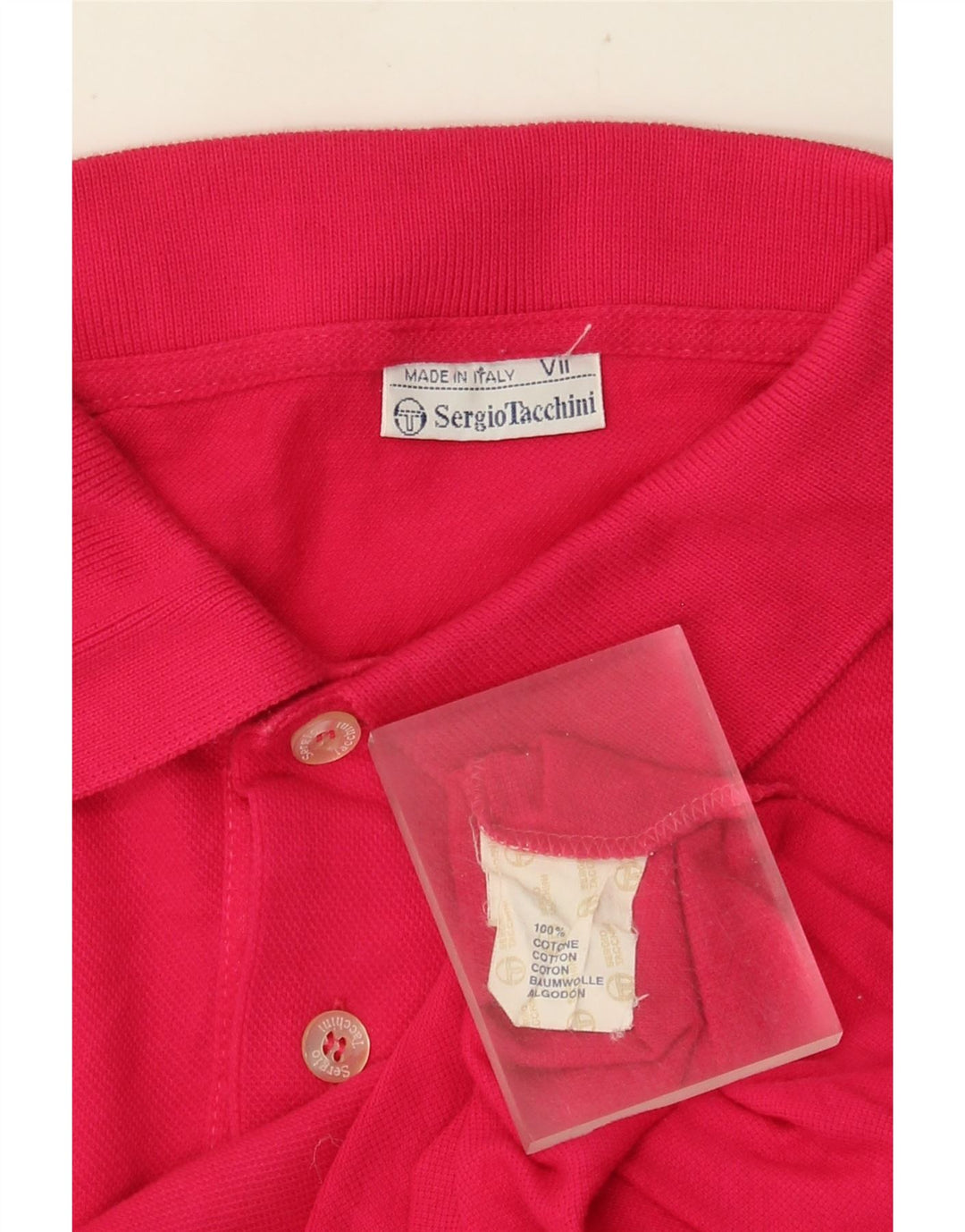 Sergio Tacchini Mens Polo Shirt Large Pink Cotton