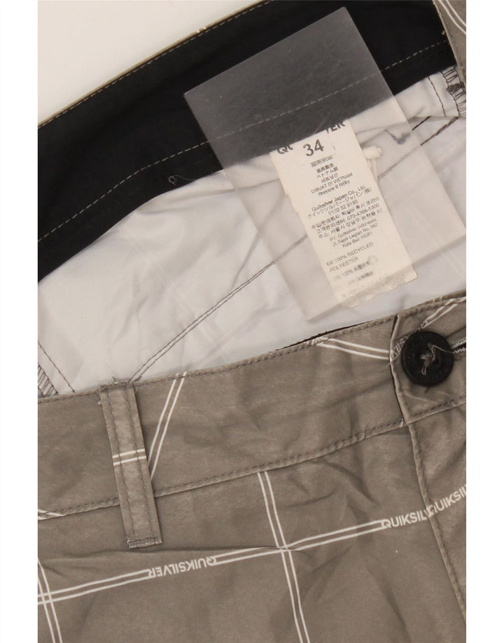 Quiksilver Mens Chino Shorts W34 Large  Grey Check Polyester