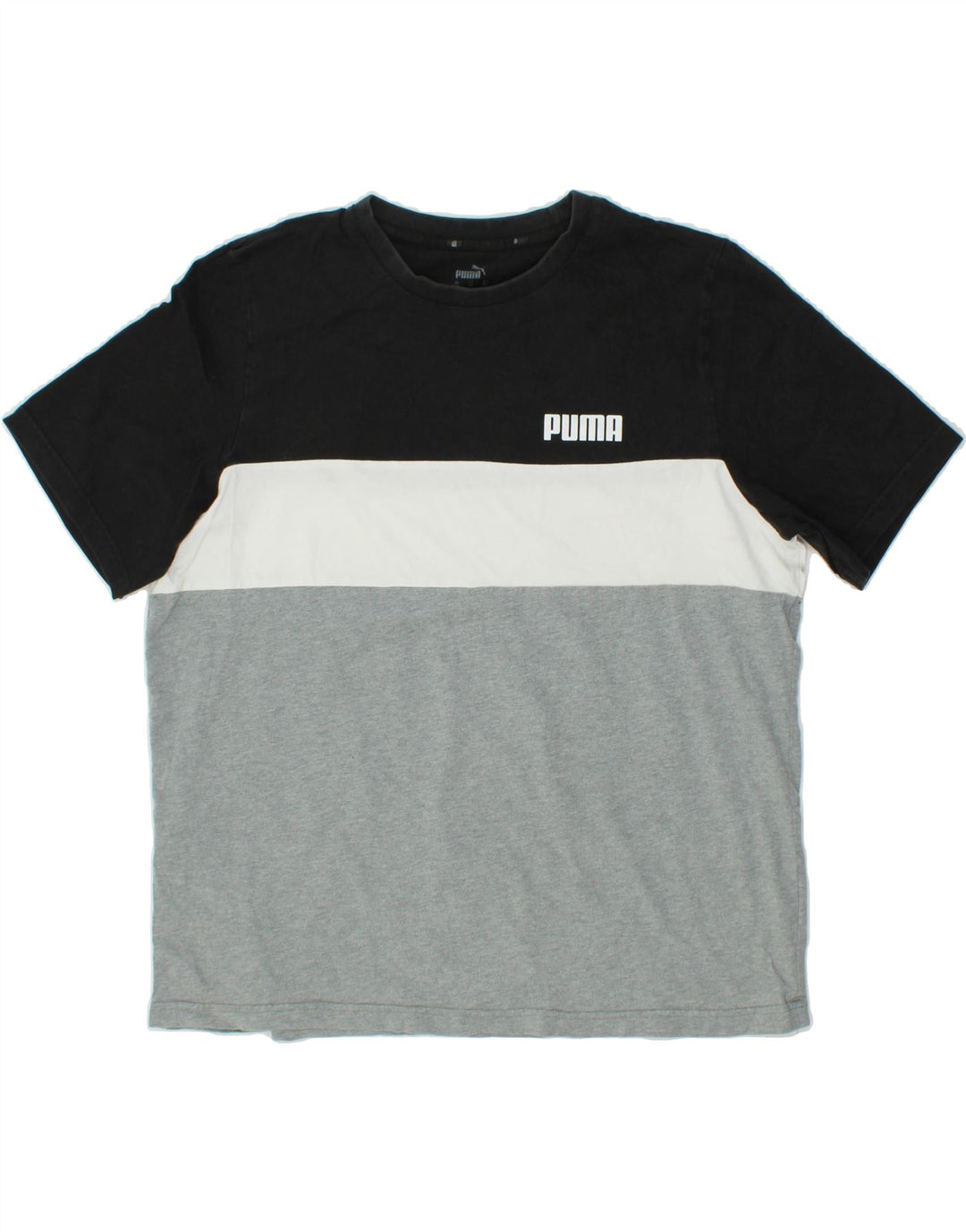 PUMA Mens T-Shirt Top XL Black Colourblock Cotton Vintage Puma and Second-Hand Puma from Messina Hembry 