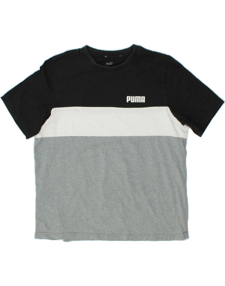 PUMA Mens T-Shirt Top XL Black Colourblock Cotton Vintage Puma and Second-Hand Puma from Messina Hembry 
