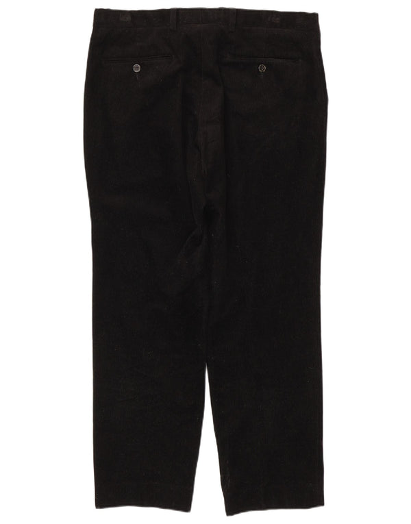 Marks & Spencer Mens Tailored Fit Straight Corduroy Trousers W34 L29 Black