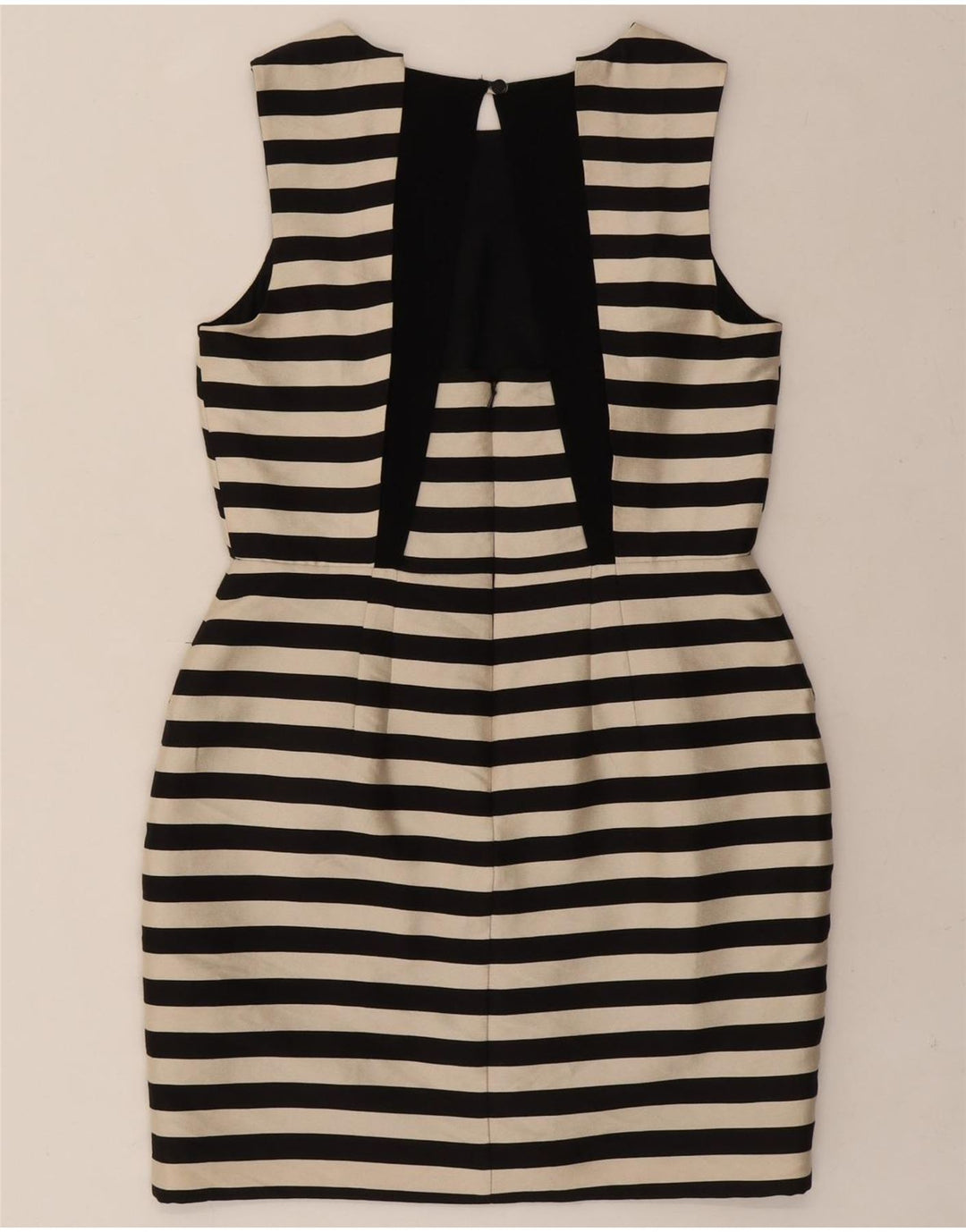 WAREHOUSE Womens Sleeveless Sheath Dress UK 14 Medium Black Striped Rayon Vintage Warehouse and Second-Hand Warehouse from Messina Hembry 