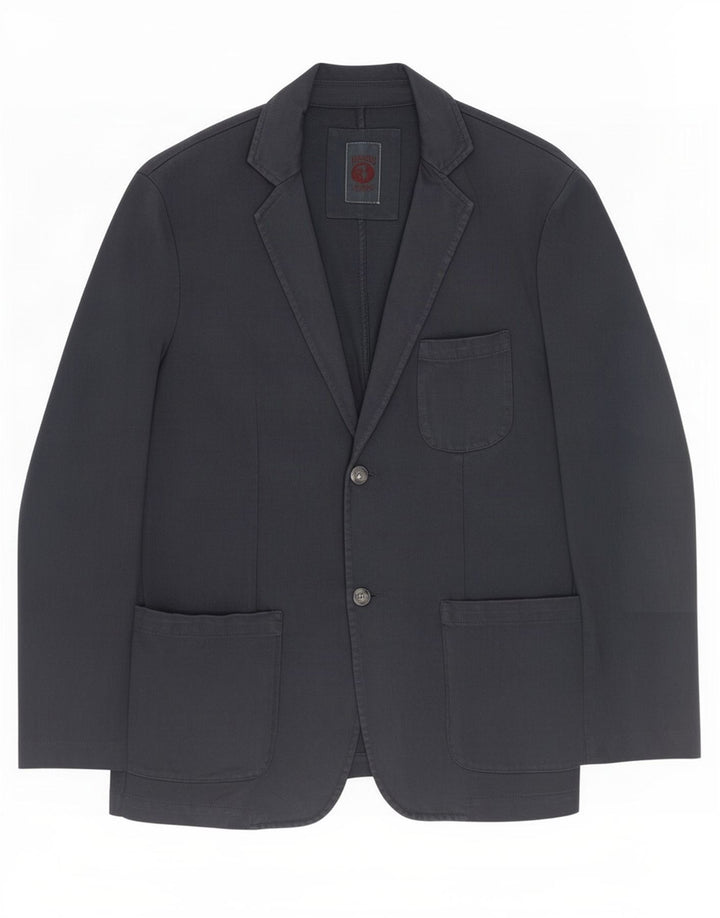 Trussardi Mens 2 Button Blazer Jacket EU 52 XL Navy Blue Cotton