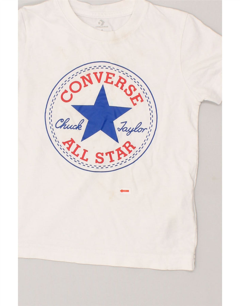 CONVERSE Boys Graphic T-Shirt Top 3-4 Years XS White Cotton | Vintage Converse | Thrift | Second-Hand Converse | Used Clothing | Messina Hembry 