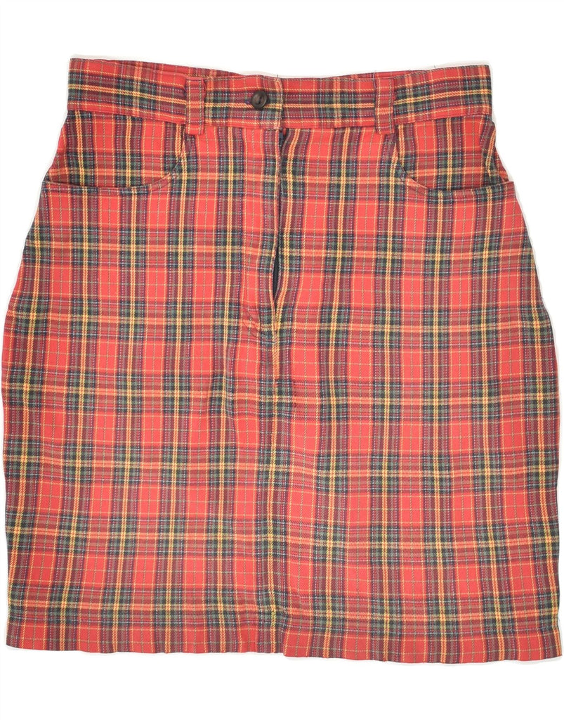 CONTE OF FLORENCE Womens Pencil Skirt IT 44 Medium W28 Red Check Cotton | Vintage Conte of Florence | Thrift | Second-Hand Conte of Florence | Used Clothing | Messina Hembry 