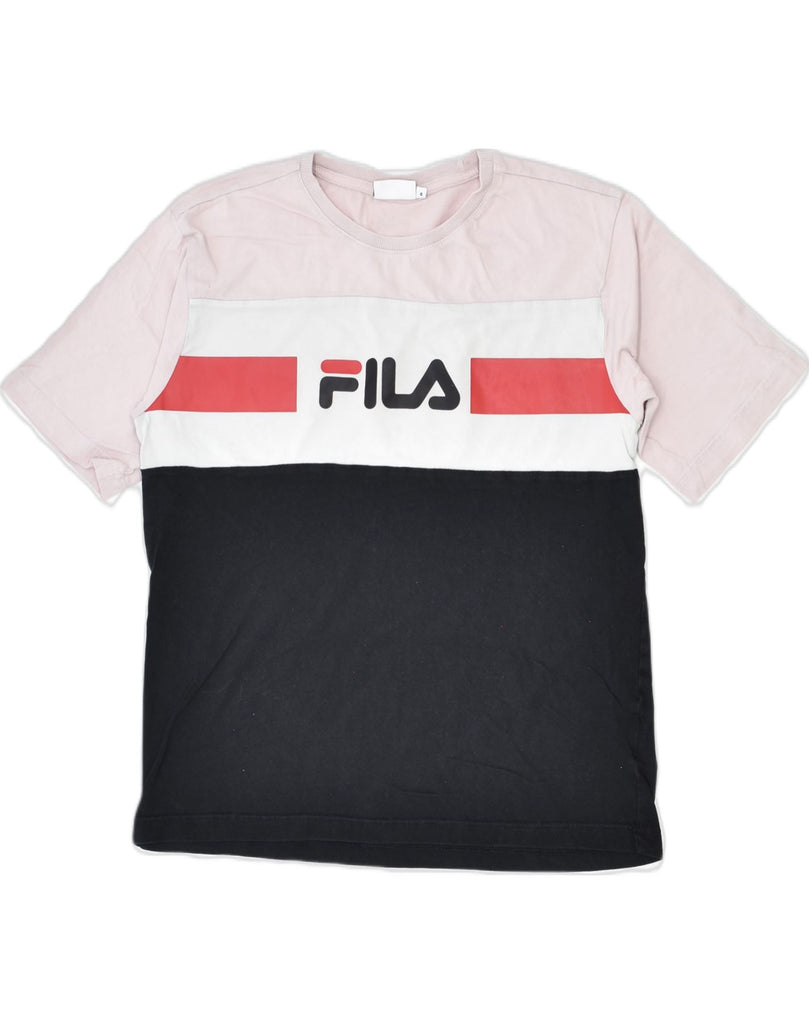 FILA Mens Graphic T-Shirt Top Small Multicoloured Colourblock Cotton | Vintage | Thrift | Second-Hand | Used Clothing | Messina Hembry 