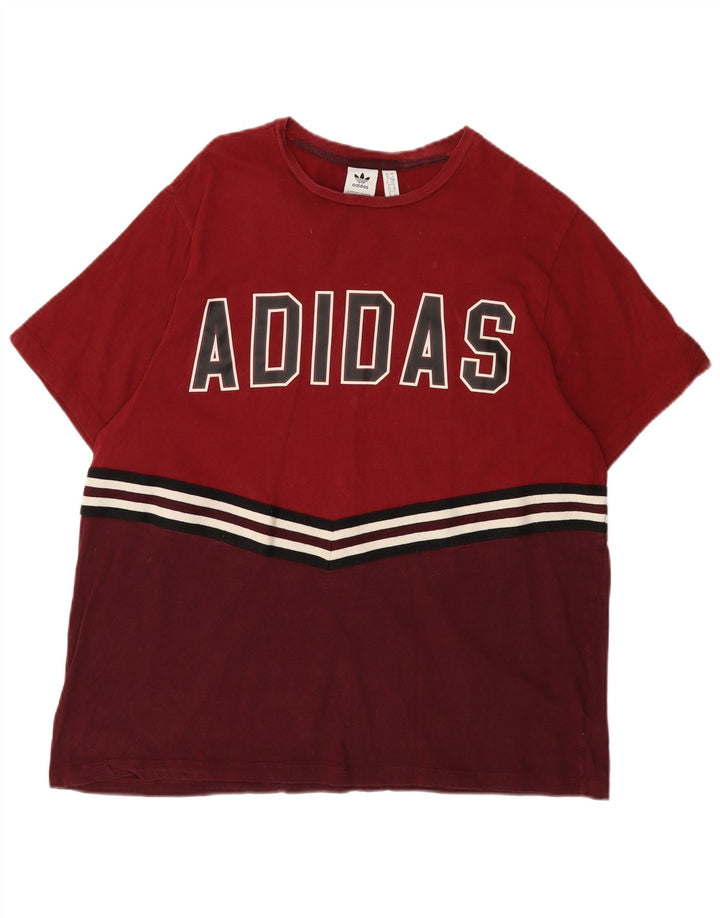 ADIDAS Womens Graphic T-Shirt Top UK Small 10 Burgundy Colourblock