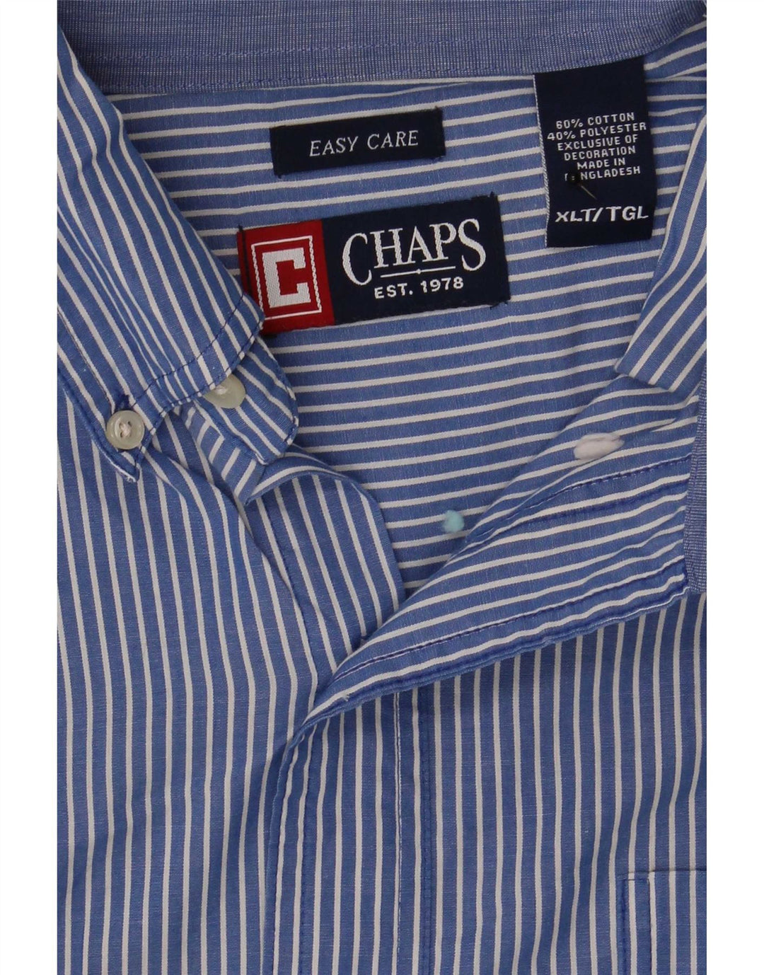 Chaps Mens Tall Shirt XL Blue Pinstripe Cotton