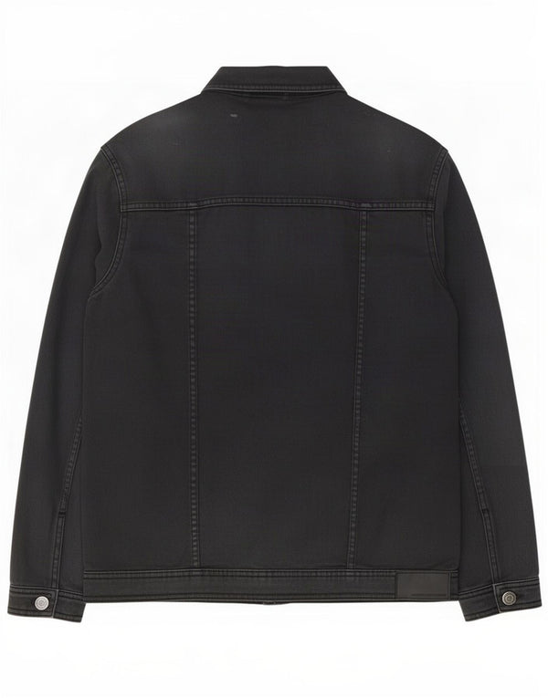French Connection Mens Denim Jacket UK 38 Medium Black Cotton