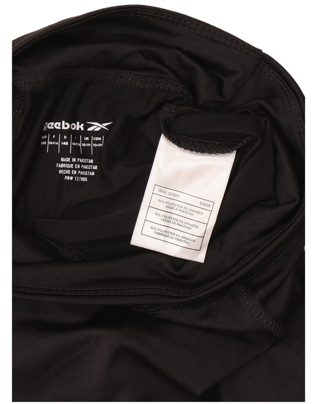 Reebok Girls Capri Graphic Leggings 10-11 Years Black Polyester