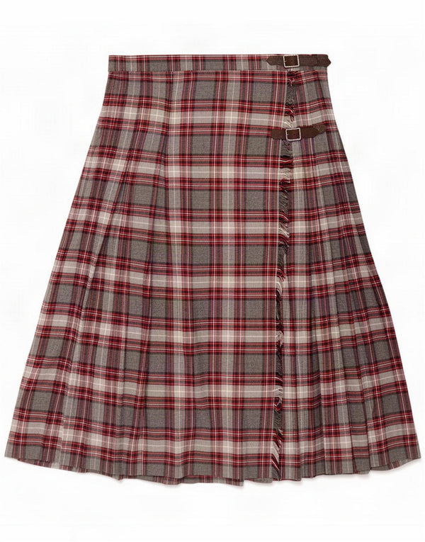 Vintage Womens Pleated Wrap Skirt Large W32 Grey Check Polyester