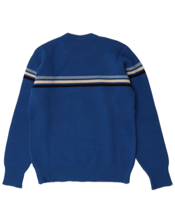 Pancari Mens Crew Neck Jumper Sweater IT 48 Small Blue Striped Virgin Wool