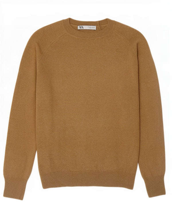 Zara Womens Crew Neck Jumper Sweater UK 10 Small Beige Polyamide