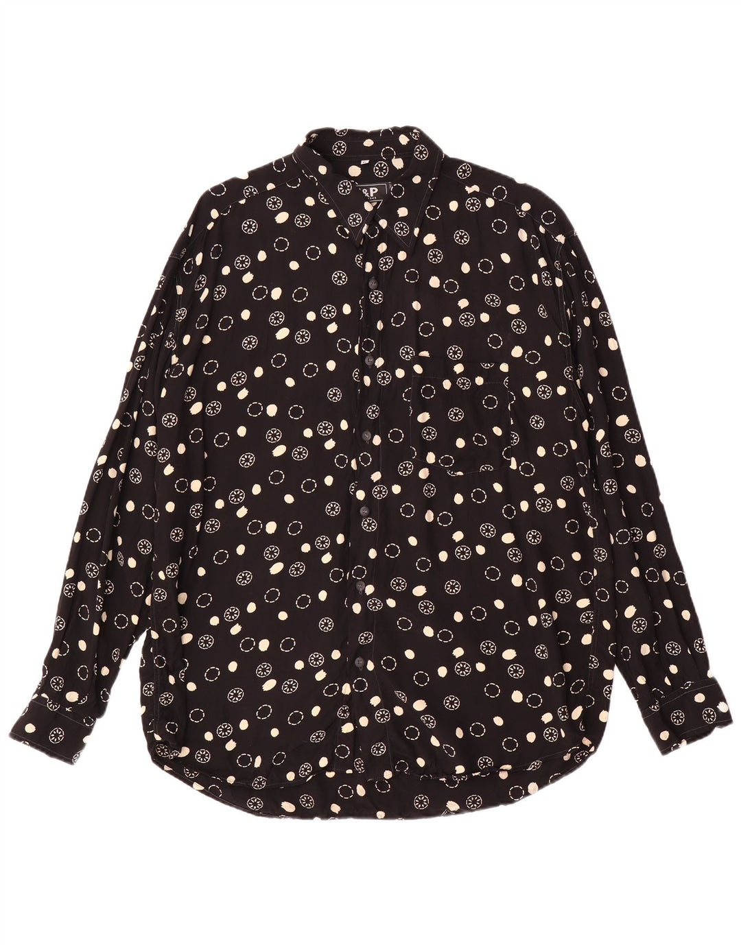 VINTAGE Mens Shirt XL Black Floral