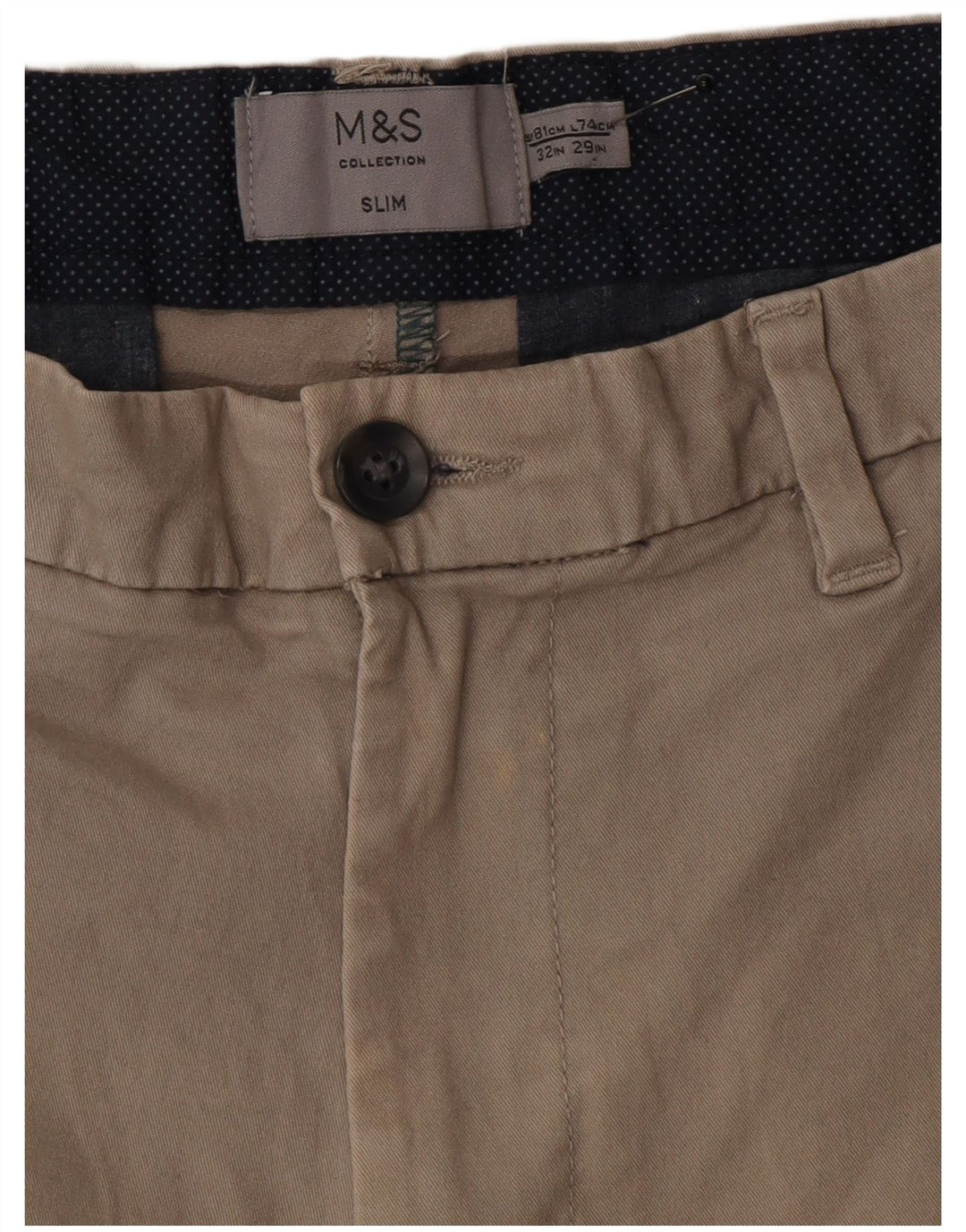 Marks & Spencer Mens Slim Chino Trousers W32 L29 Grey Cotton