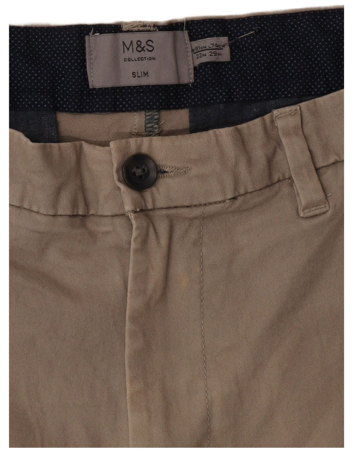 Marks & Spencer Mens Slim Chino Trousers W32 L29 Grey Cotton