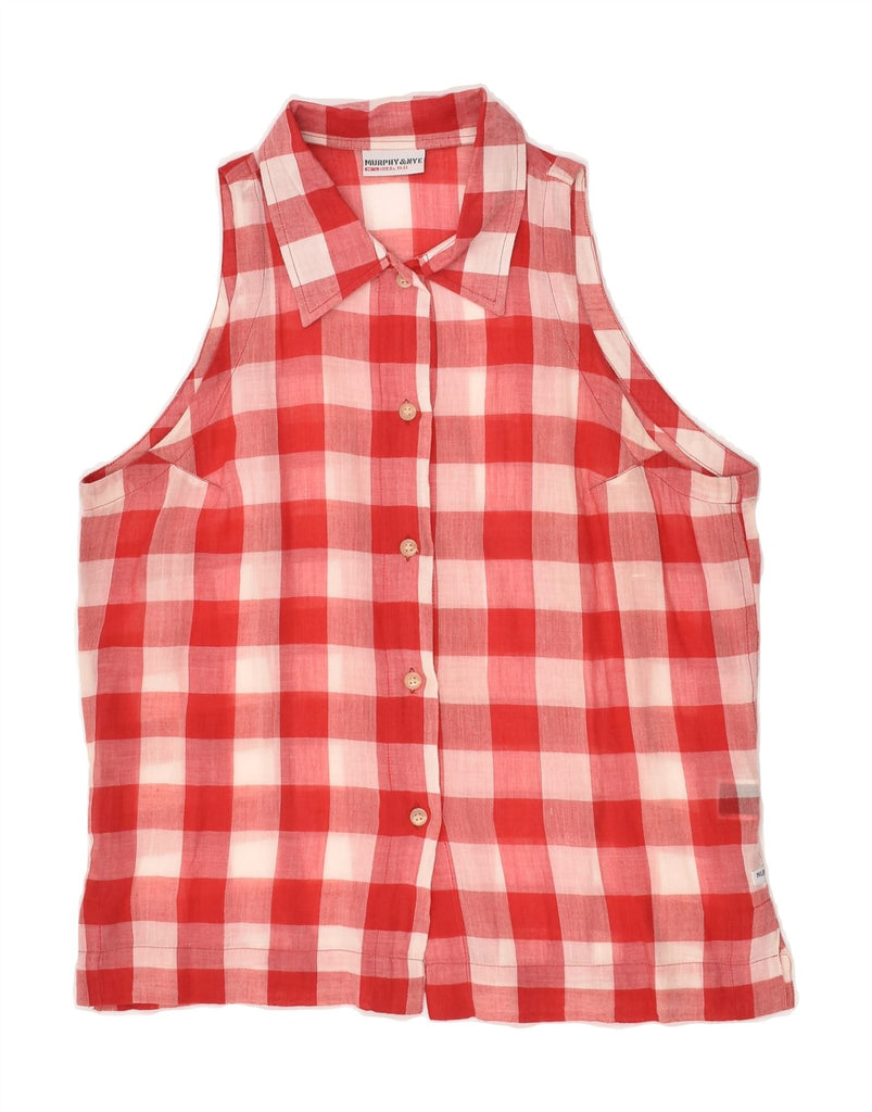 MURPHY & NYE Womens Sleeveless Shirt UK 14 Large Red Gingham Cotton | Vintage Murphy & Nye | Thrift | Second-Hand Murphy & Nye | Used Clothing | Messina Hembry 