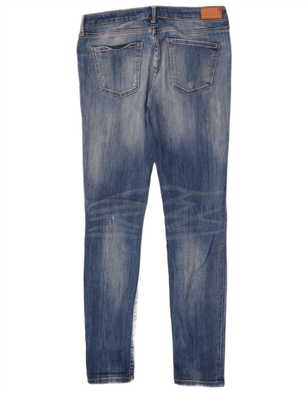 Zara Womens Distressed Mid Rise Slim Jeans EU 40 Medium W30 L30 Blue Cotton